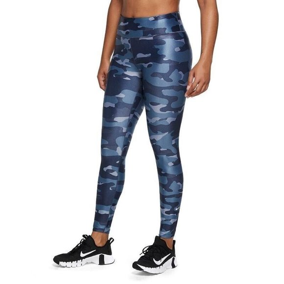 Nike One Plus Size Mid-Rise Camo-Print Leggings Blue Size 1X MSRP $70 - Picture 2 of 2